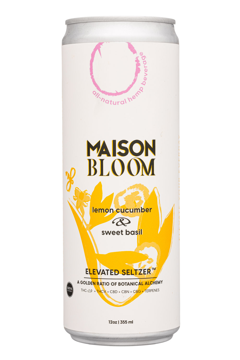Maison Bloom: MaisonBloom-12oz-2023-Seltzer-LemonCucumberBasil-Front