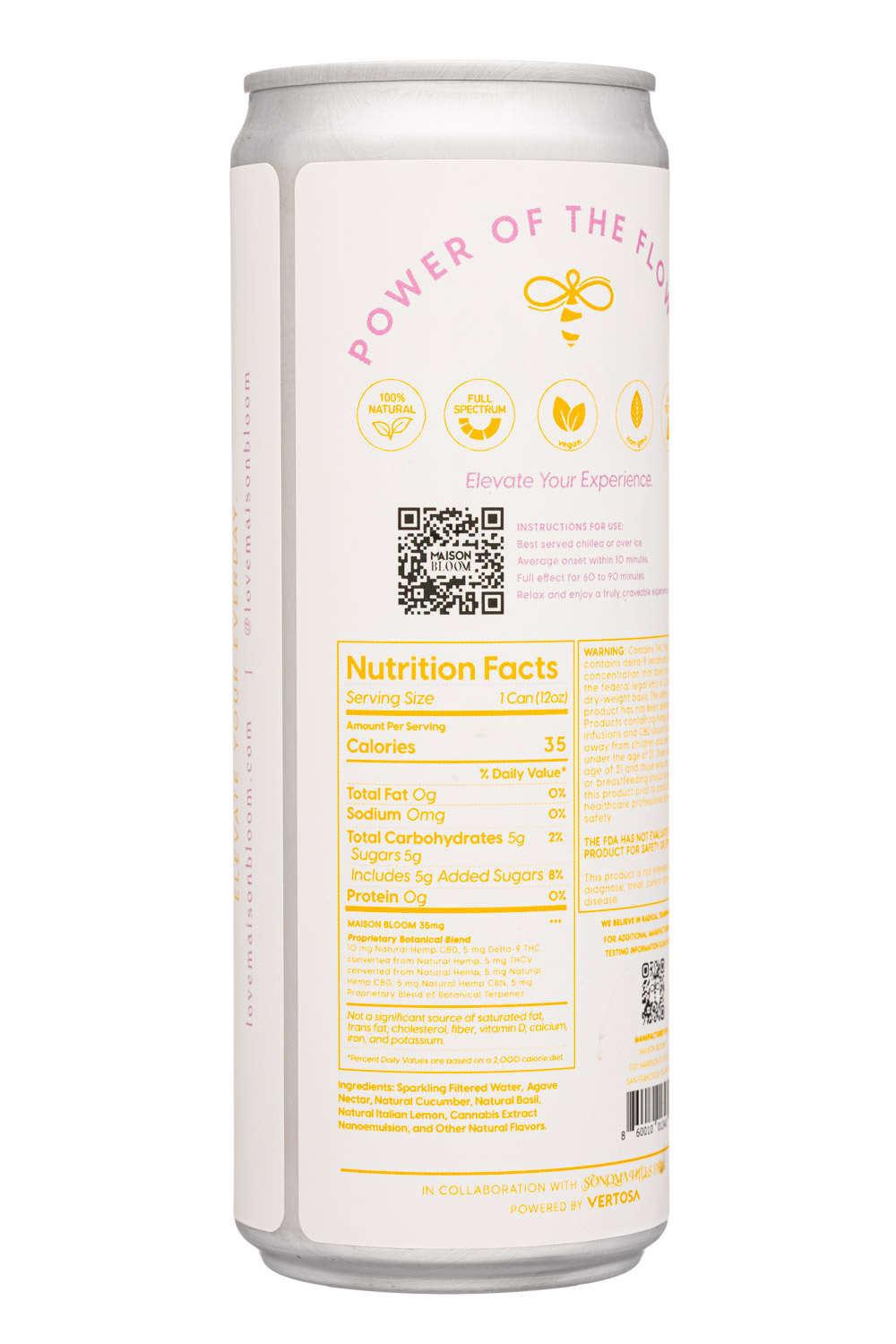 Maison Bloom: MaisonBloom-12oz-2023-Seltzer-LemonCucumberBasil-Facts