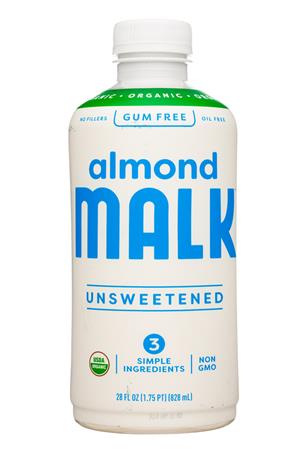 MALK Organics: MALK-28oz-2022-Almond-GumFree-Unsweet-Front