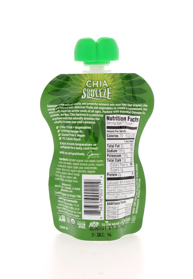 Mamma Chia Organic Chia Squeeze: MammaChia GreenMagic Facts