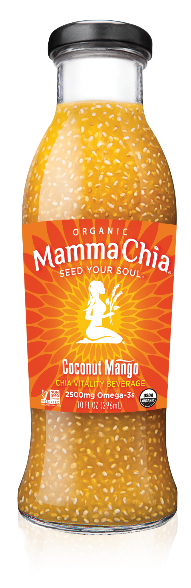 Mamma Chia Organic Vitality Beverages: Cococut-Mango-bottle