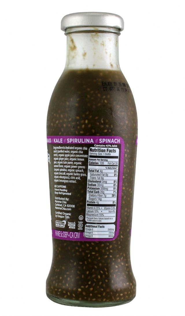 Mamma Chia Organic Vitality Beverages: MC-JoyfulGreen_GingerLemongrass-facts