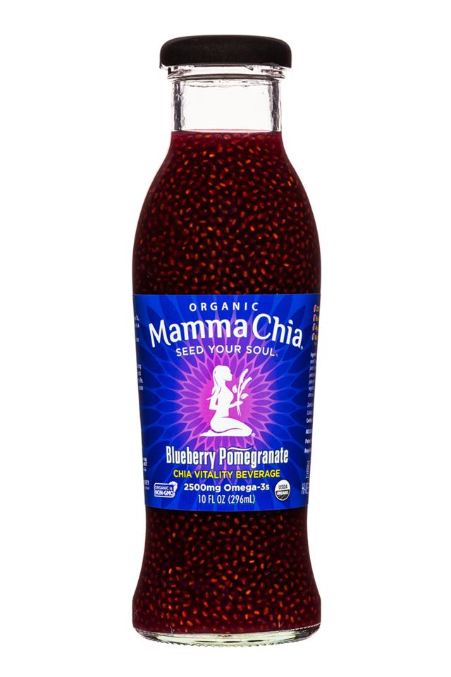 Mamma Chia Organic Vitality Beverages: MammaChia-10oz-BlueberryPom-Front