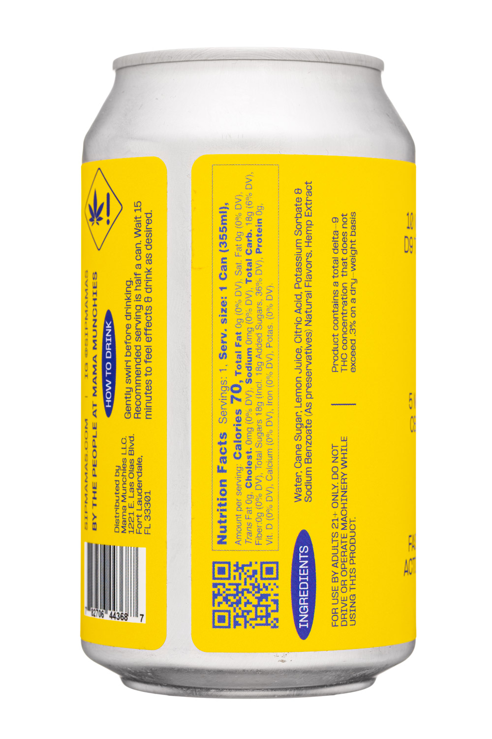 Mamma's Cannabis Infused: MamaMunchies-12oz-2023-THCLemonade-Facts