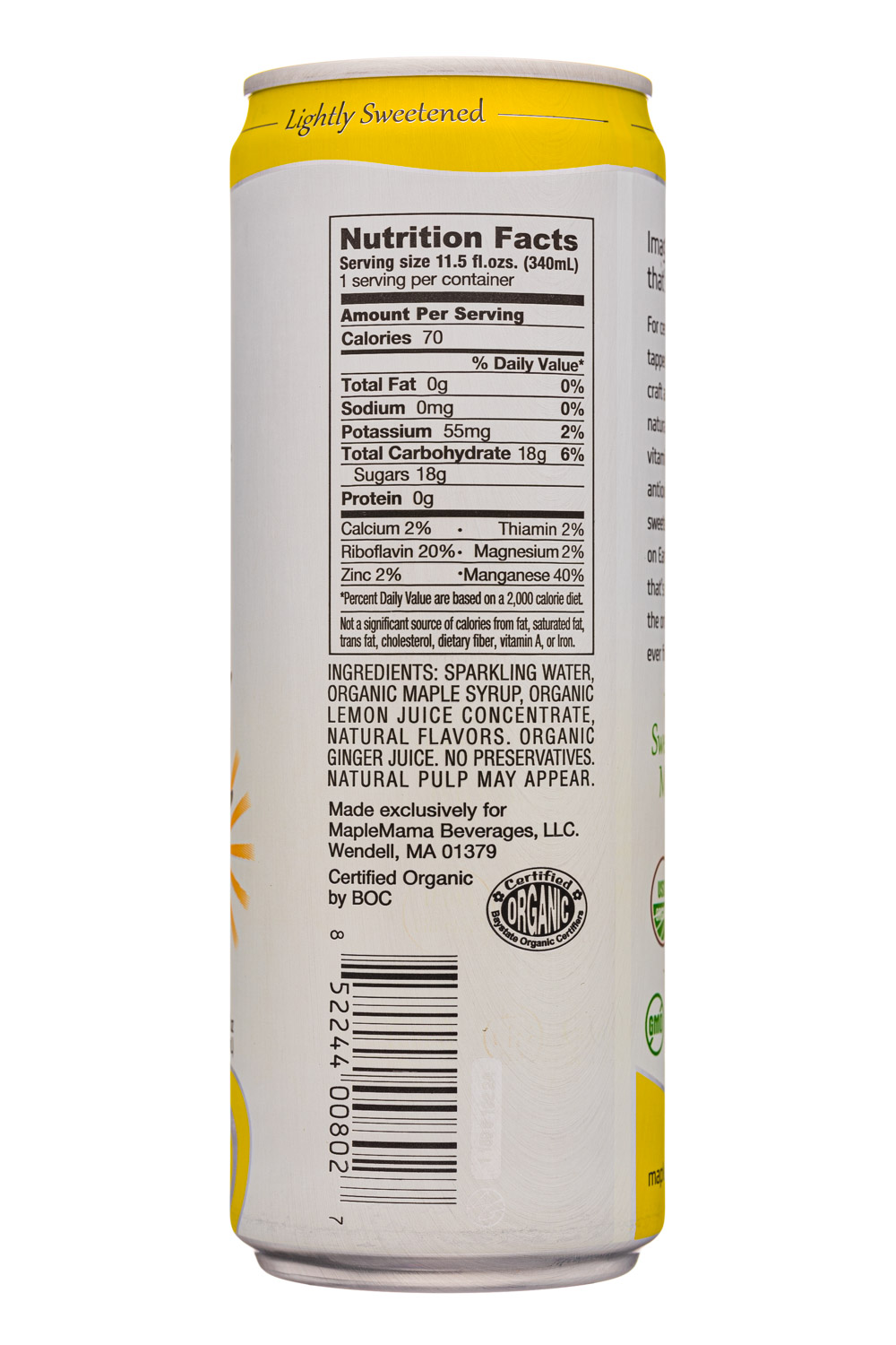 MapleMama: MapleMama-12oz-2020-SparklngBev-GingerLime-Facts