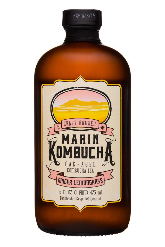 Marin Kombucha: Marin-16oz-Kombucha-GingerLemongrass-Front