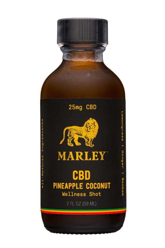 Marley: Marley-2oz-2020-CBD-WellnessShot-PineappleCoconut-Front