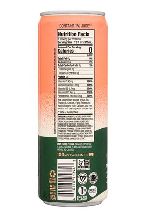 Marquis Sparkling Yerba Mate: Marquis-12oz-2022-SparkleSugarFree-LycheePeach-Facts