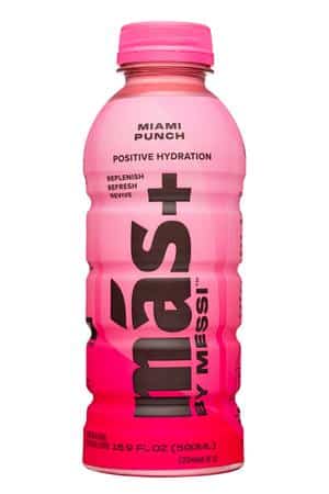 Más+ by Messi: Mas-17oz-2024-Hydration-MiamiPunch-Front