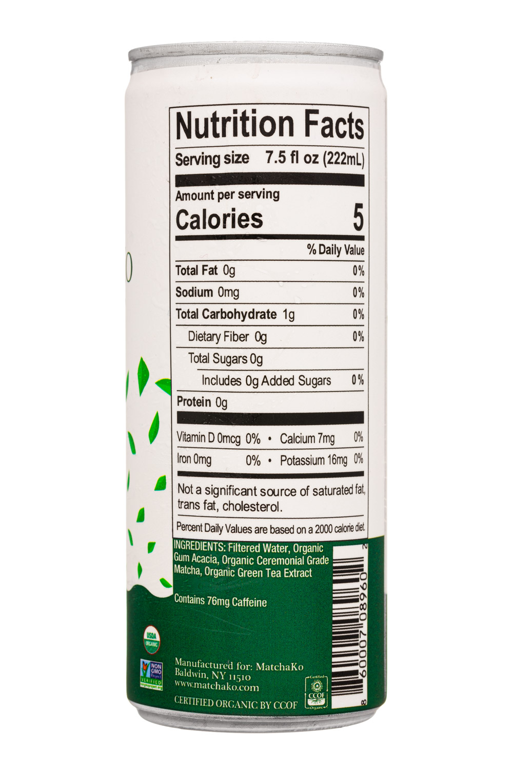 MatchaKo: Matchako-7oz-2023-MatchaLatte-Unsweet-Facts