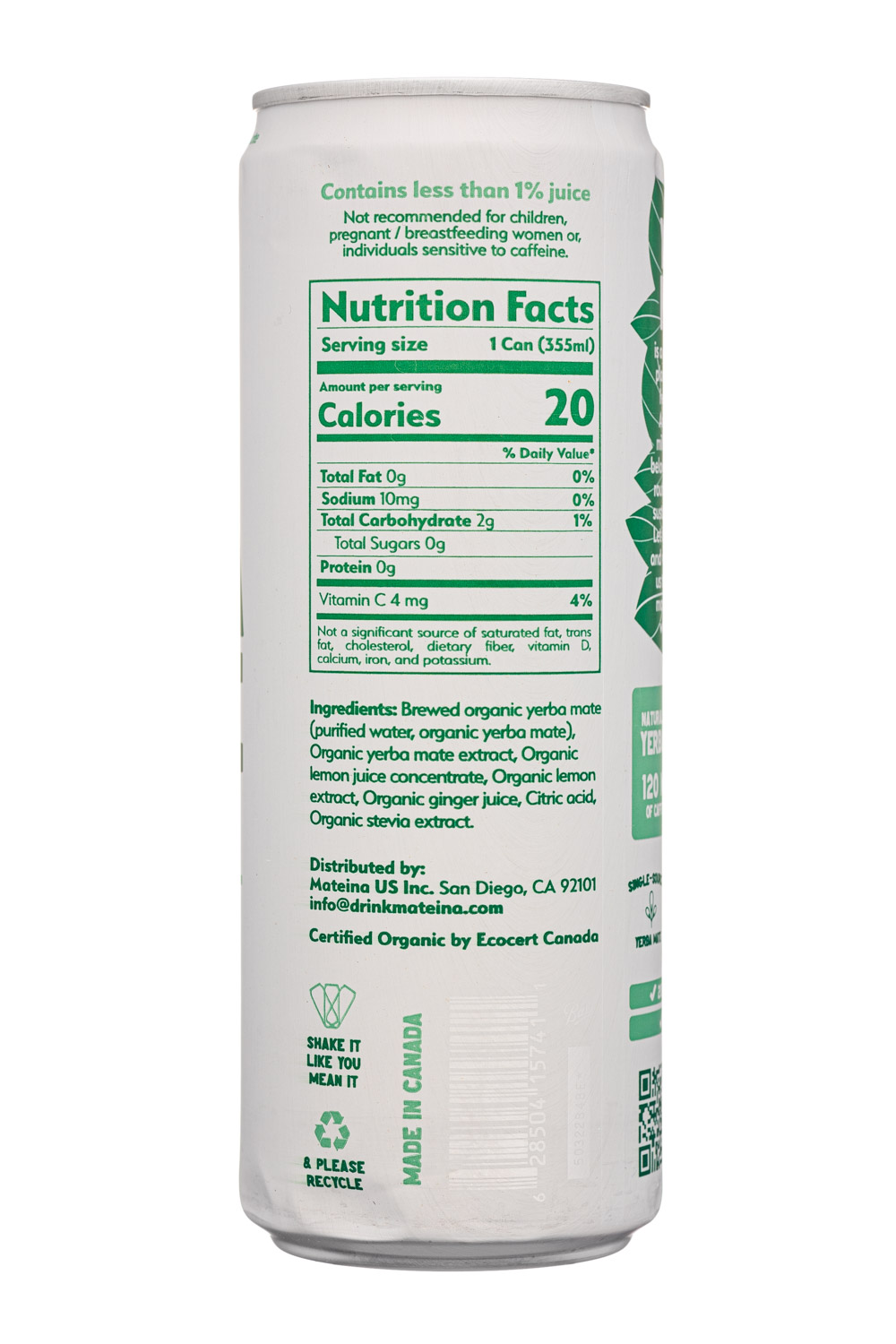 Mateina: Mateina-12oz-2025-YerbaMate-LemonOriginal-Facts