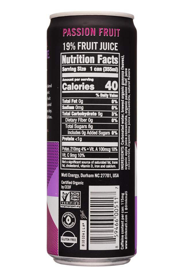 MATI: Mati-12oz-40Cal-SparklingEnergy-Passion-Facts