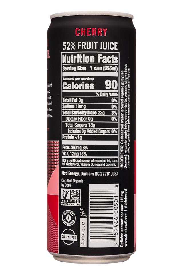 MATI: Mati-12oz-40Cal-SparklingEnergy-Cherry-Facts