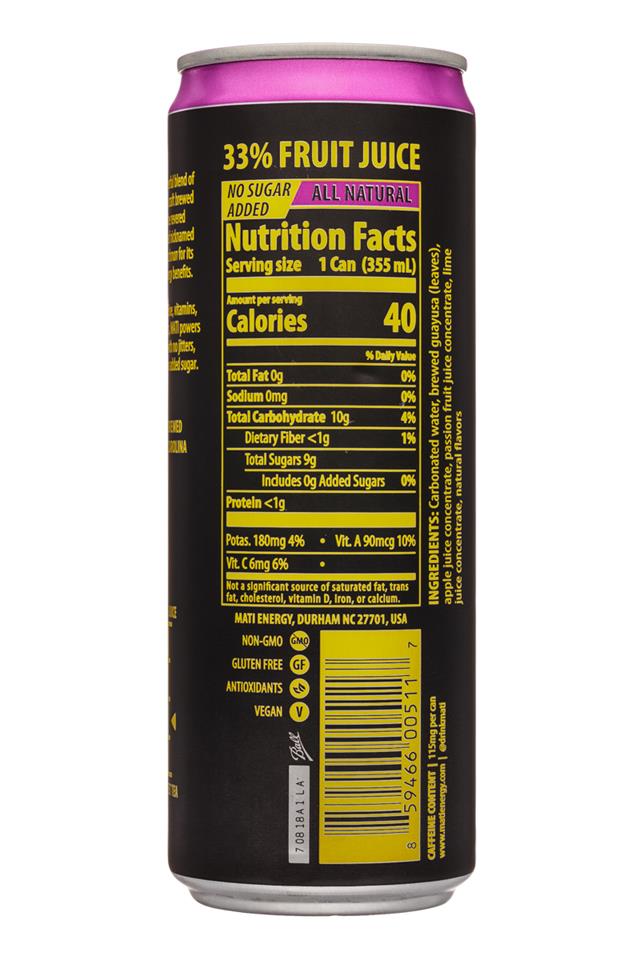 MATI: Mati-12oz-EnergyDrink-PassionFruit-Facts