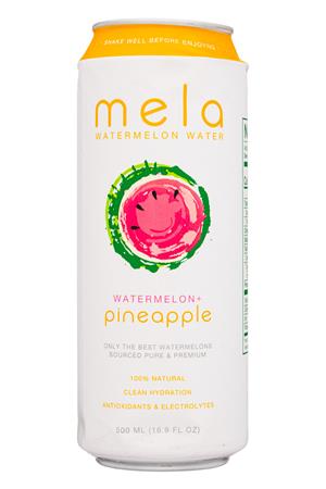 Mela Watermelon Water: Mela-16oz-2021-WatermelonWater-Pineapple-Front