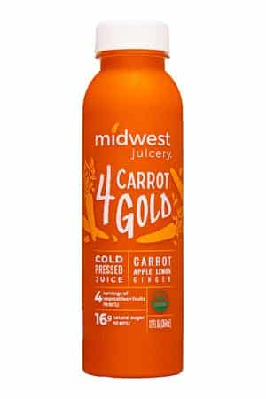 Midwest Juicery: MidwestJuicery-12oz-2023-4CarrotGold-Front