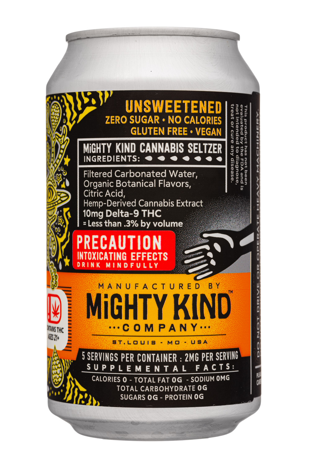 MIGHTY KIND: MightyKind-12oz-2024-CannabisSeltzer-MangoDream-Facts