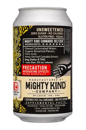 MIGHTY KIND: MightyKind-12oz-2024-CannabisSeltzer-BananaKush-Facts