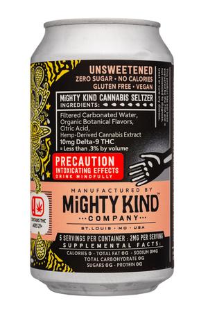 MIGHTY KIND: MightyKind-12oz-2024-CannabisSeltzer-PeachBuzz-10mg-Facts