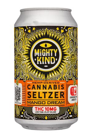 MIGHTY KIND: MightyKind-12oz-2024-CannabisSeltzer-MangoDream-Front