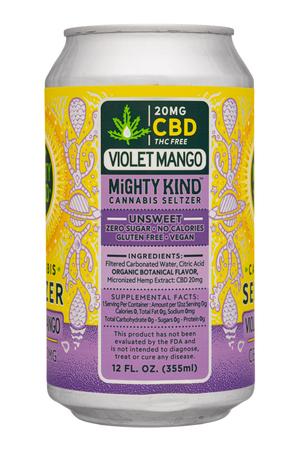 MIGHTY KIND: MightyKind-12oz-2024-CannabisSeltzer-CBD-VioletMango-Facts