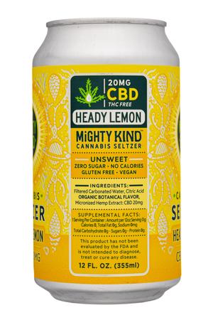 MIGHTY KIND: MightyKind-12oz-2024-CannabisSeltzer-CBD-HeadyLemon-Facts