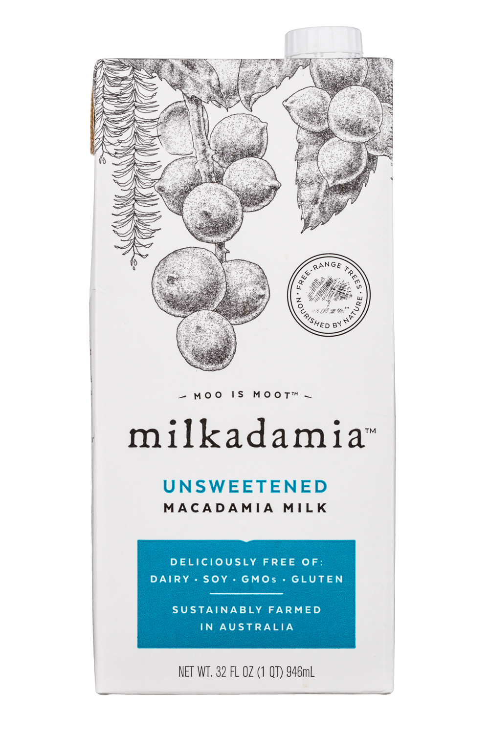 Milkadamia: Milkadamia-32oz-MacadamiaMilk-Unsweetened-Front