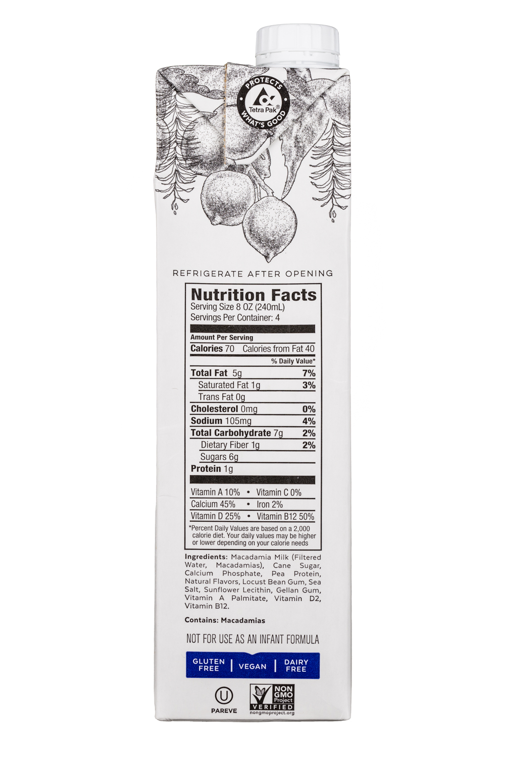 Milkadamia: Milkadamia-32oz-MacadamiaMilk-OG-Facts