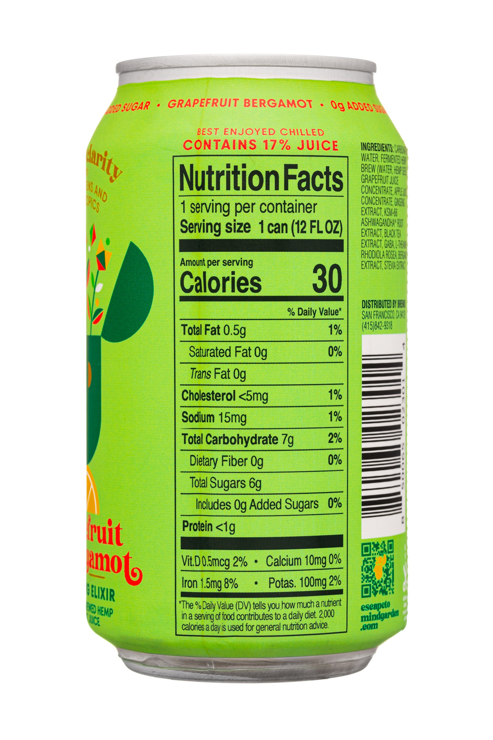 Mind Garden: MindGarden-2025-12oz-Elixer-GrapefruitBergamot-Facts