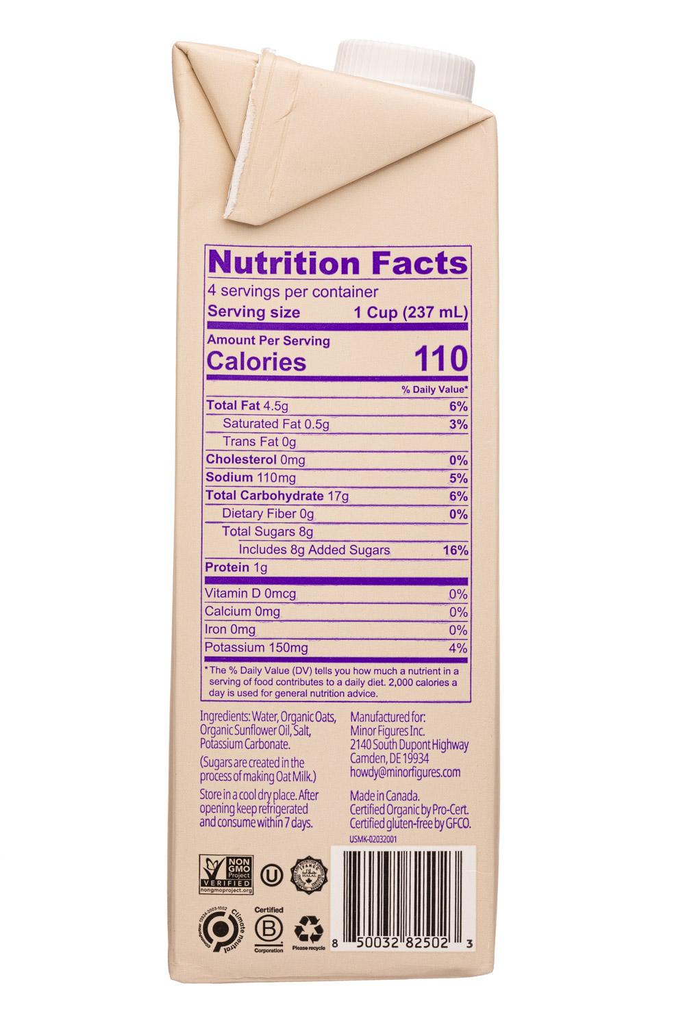Minor Figures: MinorFigures-32oz-2024-Barista-Oat-Facts