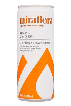 Miraflora Hemp Infusions: Miraflora-8oz-2020-HempInfusions-PeachGinger-Front