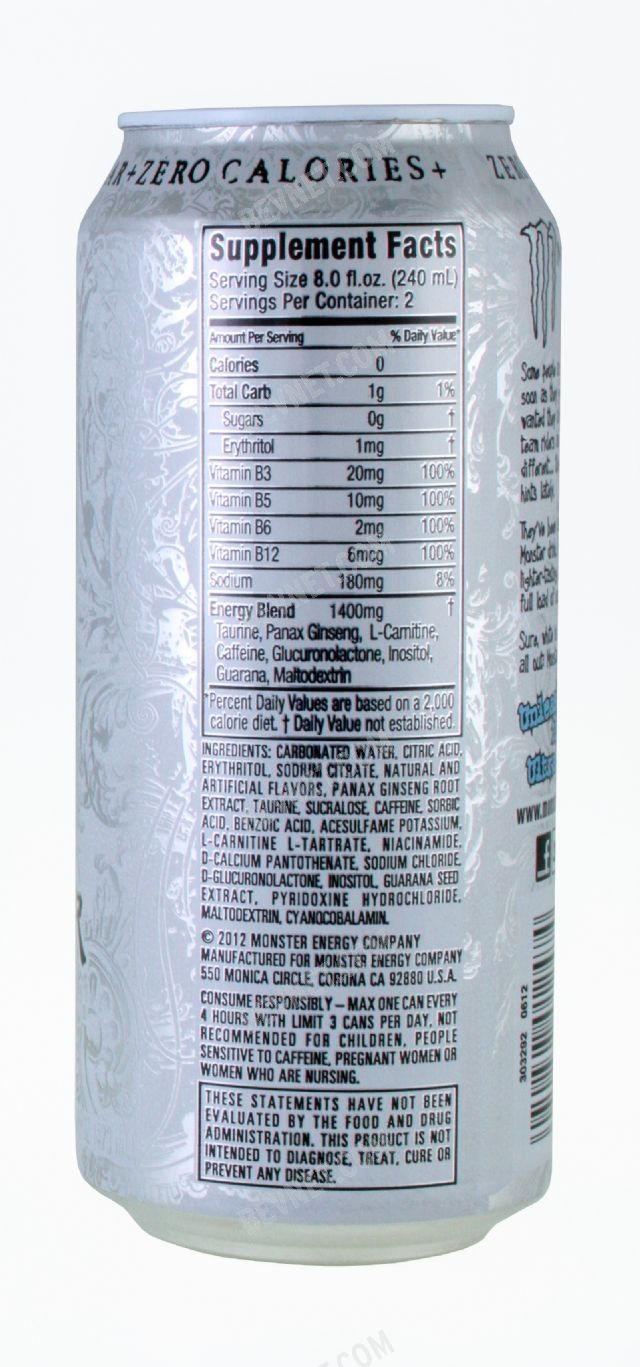 monster ingredient label