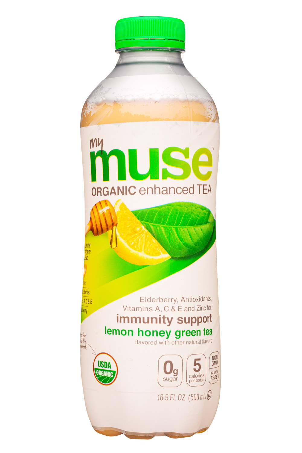 My Muse Organic: MyMuse-17oz-2021-EnhancedTea-LemonHoneyGreen-Front