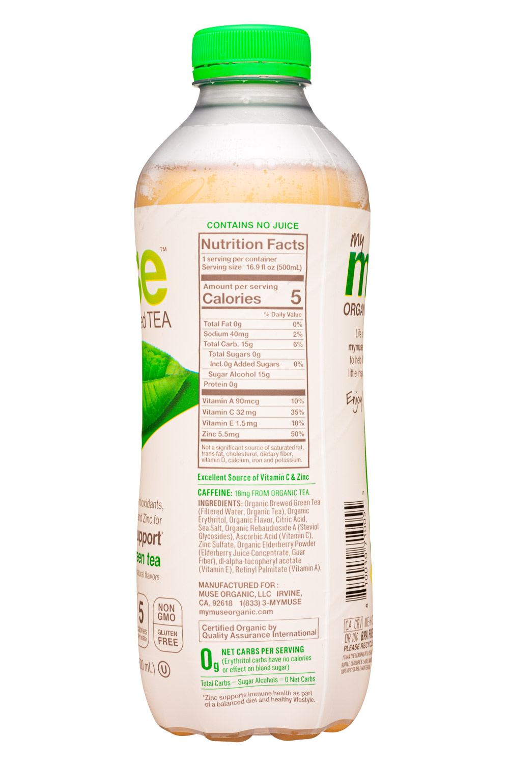 My Muse Organic: MyMuse-17oz-2021-EnhancedTea-LemonHoneyGreen-Facts