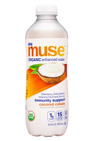 My Muse Organic: MyMuse-17oz-2021-EnhancedWater-CoconutColada-Front