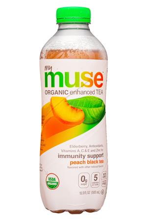 My Muse Organic: MyMuse-17oz-2021-EnhancedTea-PeachBlack-Front
