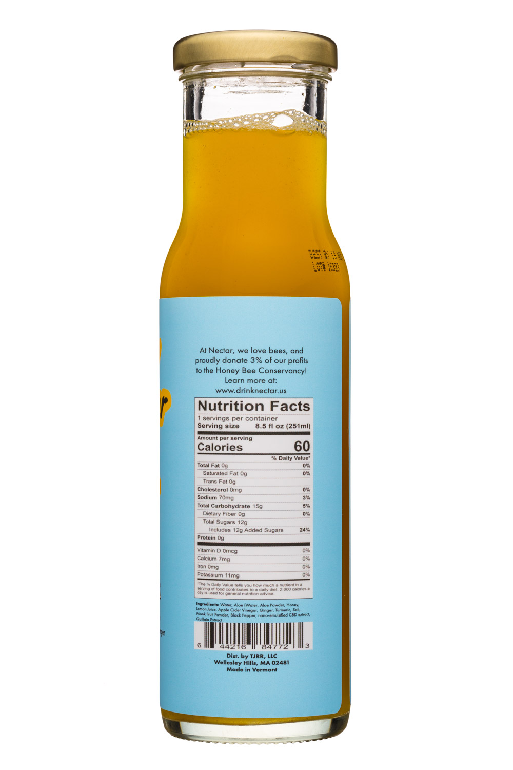 Nectar: Nectar-9oz-CBDDrink-AloeLemonTurmericGinger-Facts