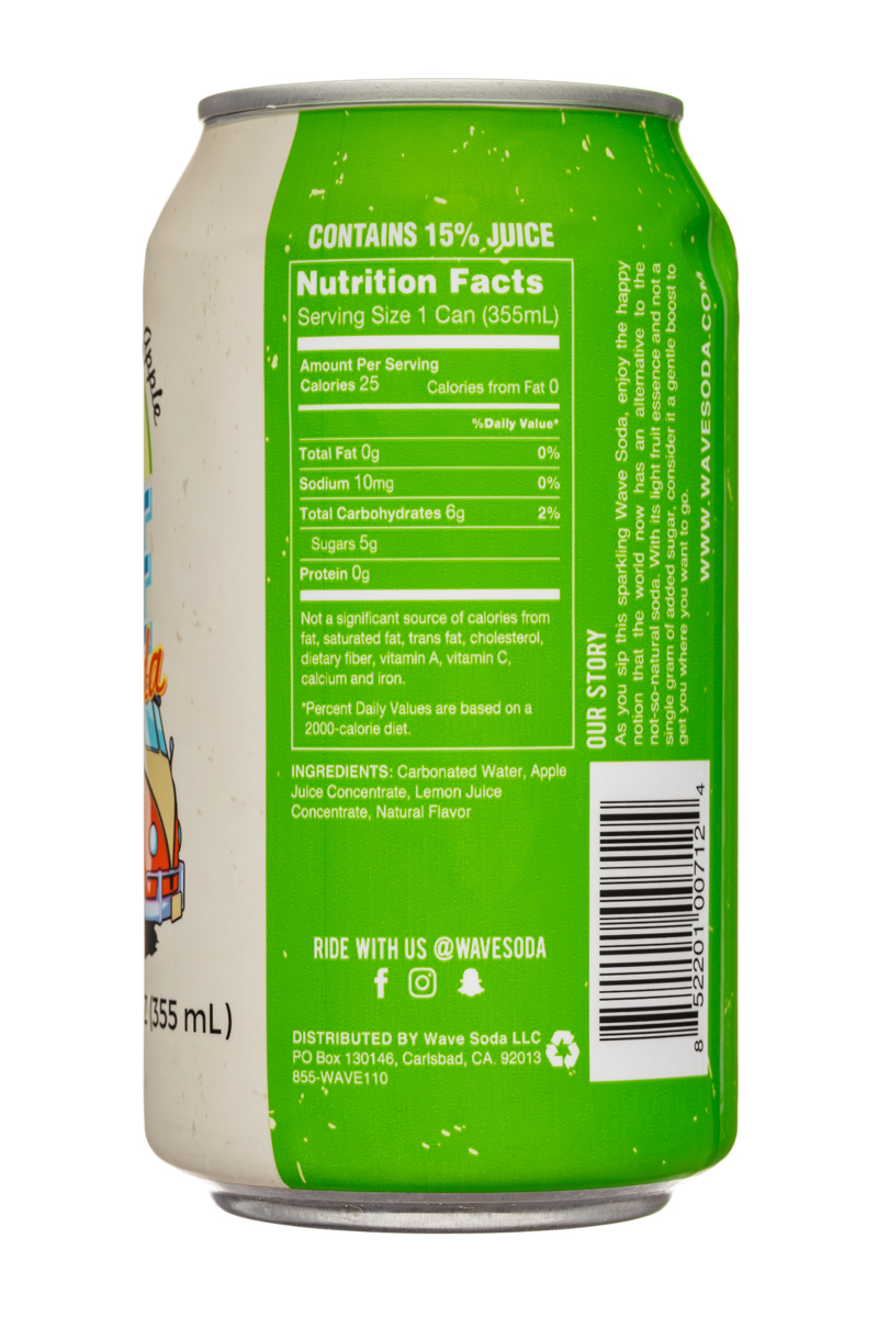 Wave Soda: NewWaveSoda-12oz-CaffieneFreeApple-Facts