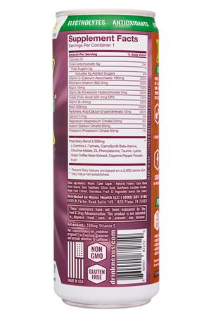 Nexus Energy Drinks: Nexus-12oz-2020-FunctEnergy-CherryLimeade-facts