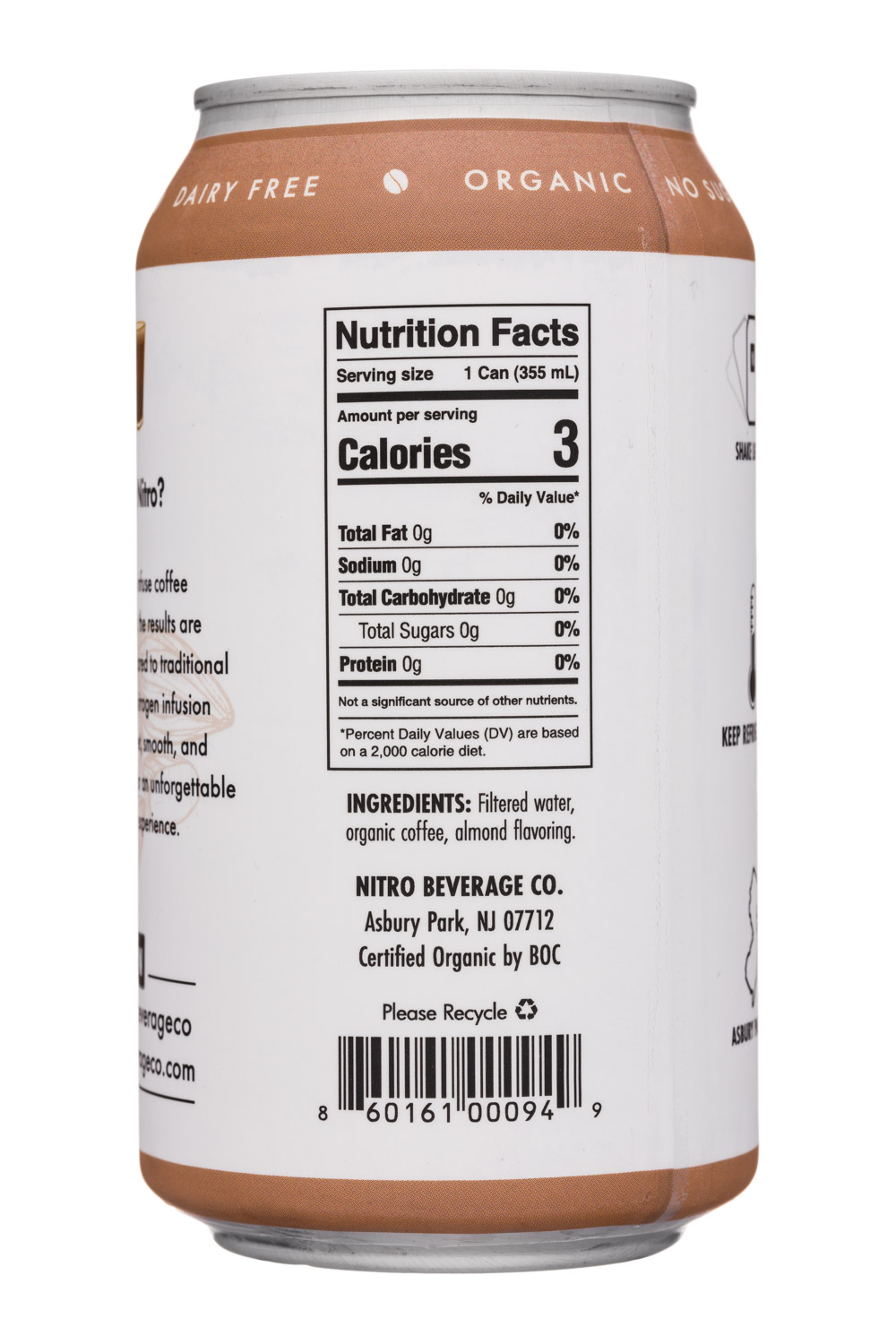 Nitro Beverage Co: NitroBevCo-12oz-ColdBrewCoffee-ToastedAlmond-Facts