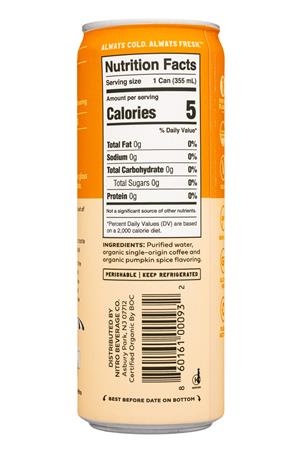 Nitro Beverage Co: NitroBeverageCo-12oz-2021-NitroColdBrew-PumpkinSpice-Facts