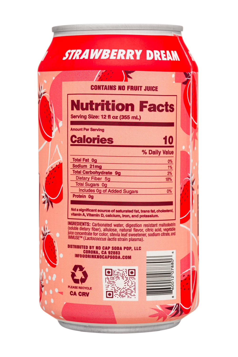 No Cap! Soda Pop: NoCap-12oz-2024-Soda-StrawbDream-Facts