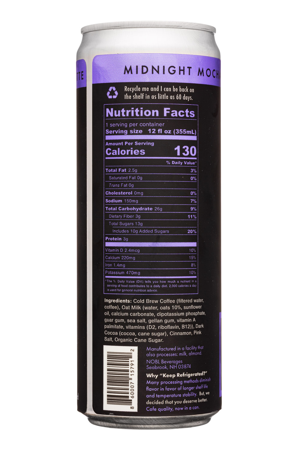 NOBL Beverages: Nobl-12oz-2023-MidnightMochaLatte-Facts