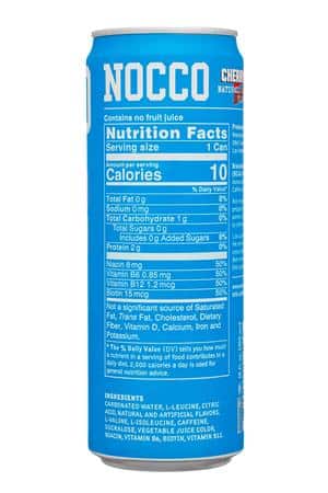 Nocco - No Carbs Company: Nocco-12oz-2025-Caffeine-CherryBerry-Facts