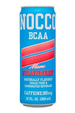 Nocco - No Carbs Company: Nocco-12oz-2025-Caffeine-MiamiStrawb-Front