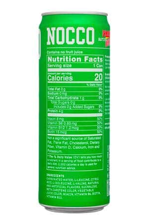 Nocco - No Carbs Company: Nocco-12oz-2025-BCAA-Peachango-Facts