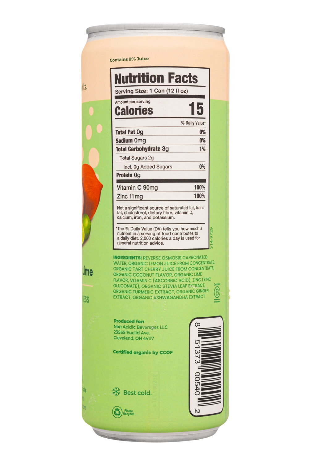 Nooma: Nooma-12oz-2024-WellnessSoda-CoconutLime-Facts