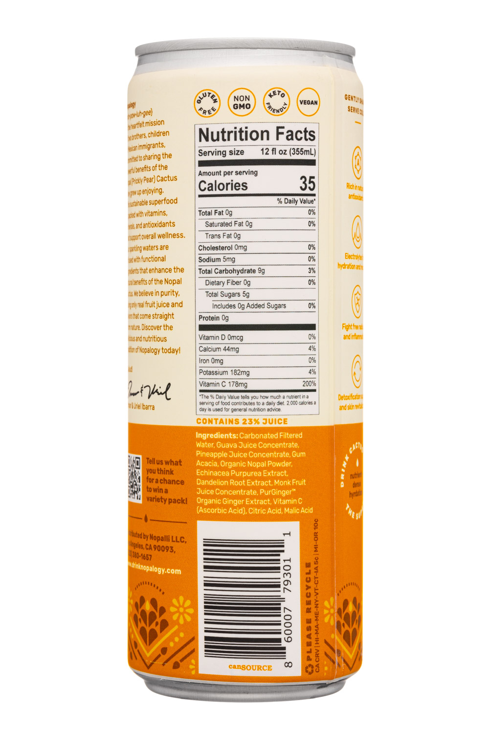 Nopalogy: Nopalogy-12oz-2024-CactusWater-Immunity-Facts