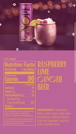 NOPE: Raspberry Lime Ginger Beer Nutritional Contents