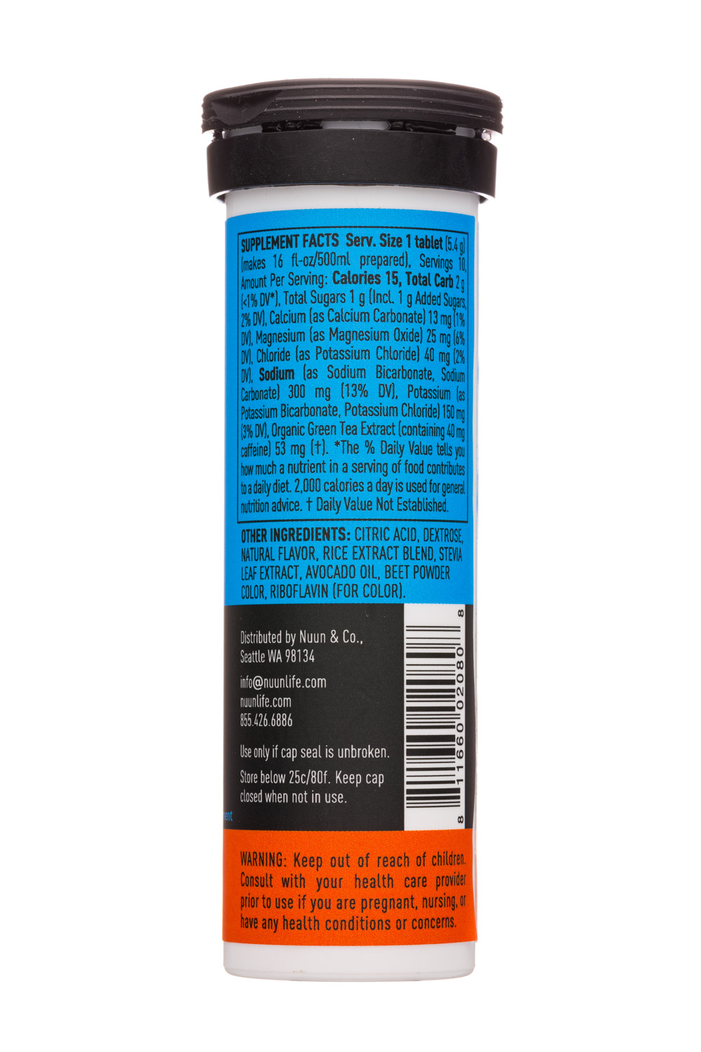 Nuun Hydration: Nuun-10Tab-2021-Sport-Caffeine-MangoOrange-Facts